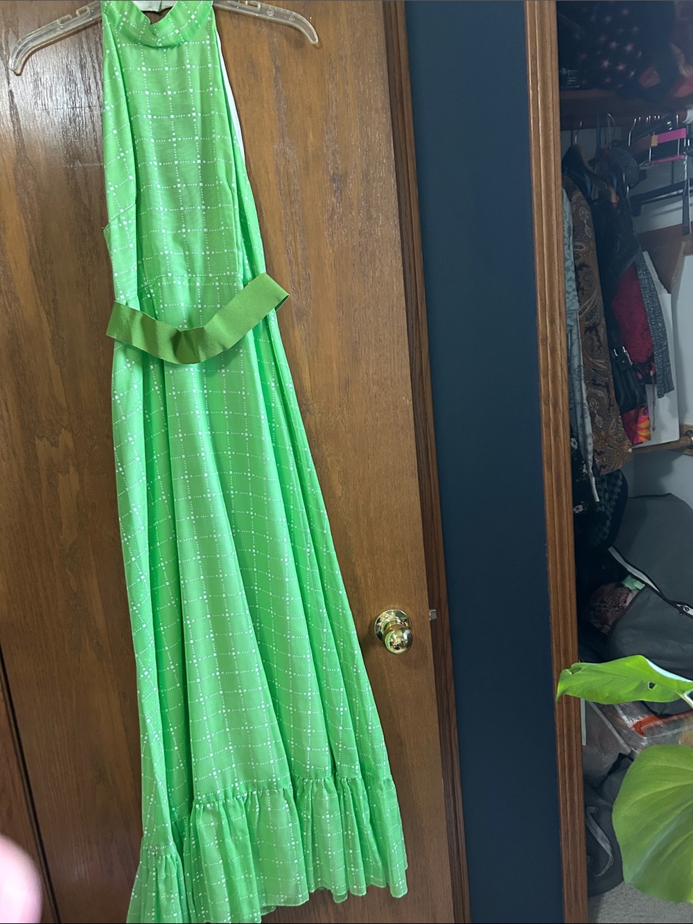 Green Maxi Dress with Ruffle Hem